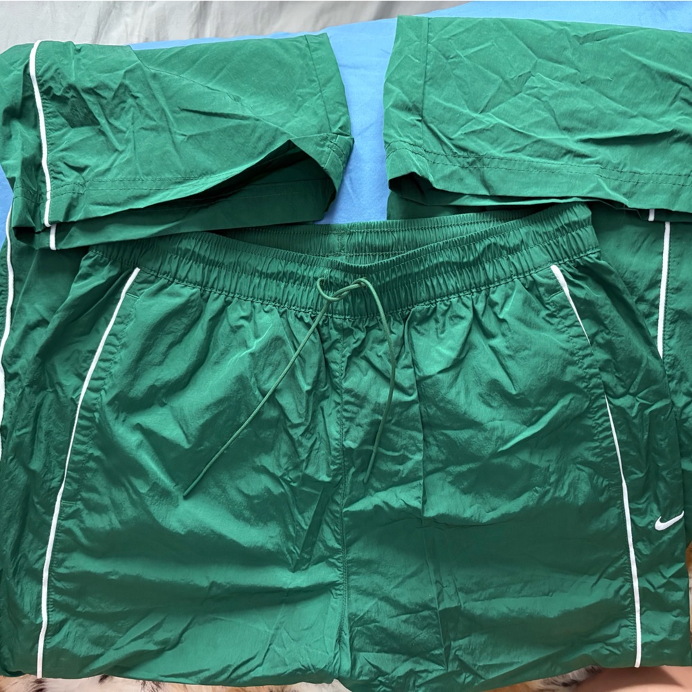 Nike Green Track Pants with White Stripe - Picture 3 of 4